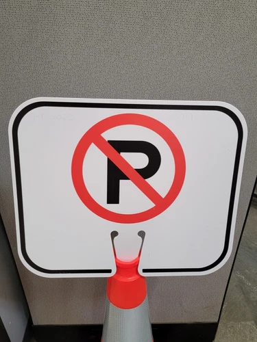 Uline Plastic Traffic Cone Sign, "NO PARKING" Temporary Portable Sign For Cones image 7