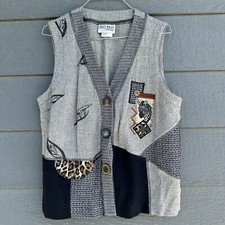 Vintage Animal Print Patchwork Vest Size Small Zebra Grannycore Nancy Bolen