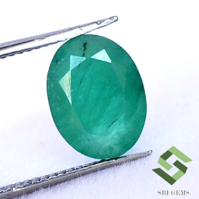 9x7 mm Certified Natural Emerald Oval Cut 1.97 CTS Untreated Loose Gemstone