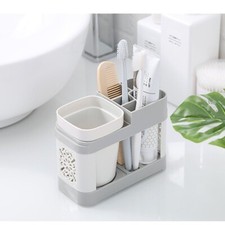 Compact Single Cup Toothbrush Toothpaste Holder - Bathroom Storage Organizer - D