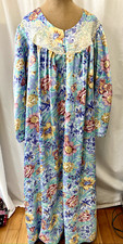 Vintage California Dynasty Sz L Floral Zip Front Robe House Dress Grandma core