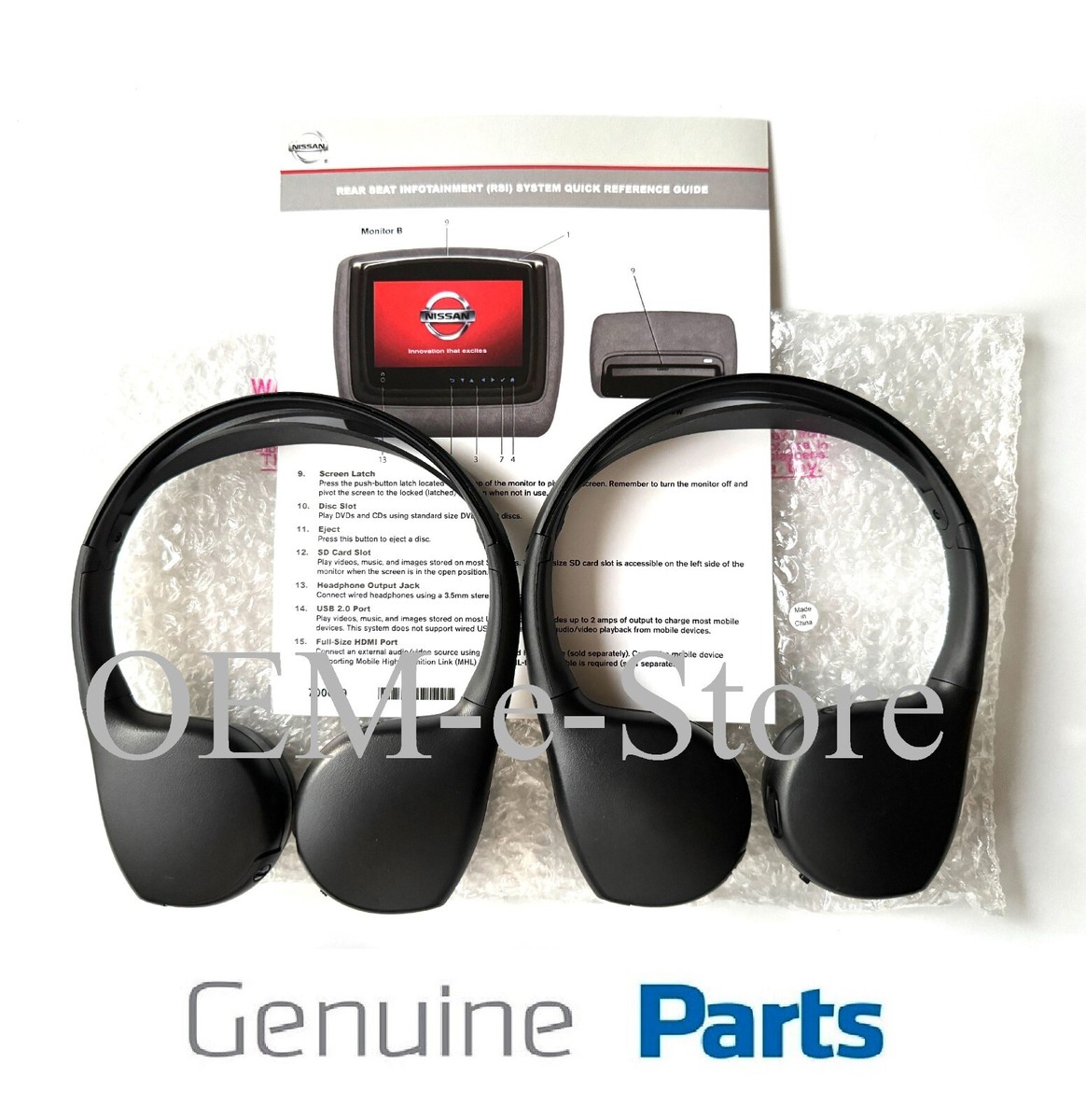 Nissan 2 Wireless Headphones for 2022-2024 Pathfinder Headrest DVD