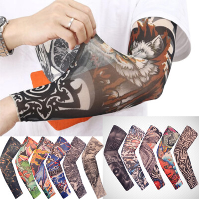 1Pcs Tattoo Gedruckt Nahtlose Ärmel Radfahren Arm Ärmel Armlinge Für Outdoor ψ