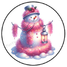 PINK SNOWMAN CHRISTMAS WINTER ENVELOPE SEALS LABELS STICKERS PARTY FAVORS
