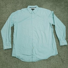 Club Room Dress Shirt Men Size Large Blue Long Sleeve Pocket Cotton
