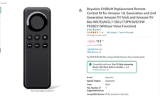 Beyution CV98LM Replacement Remote Control fit for Amazon 1st Generation and 2nd