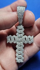 2.5ct Moissanite Miami Cuban Cross Iced Pendant 925 Sterling Silver GRA New