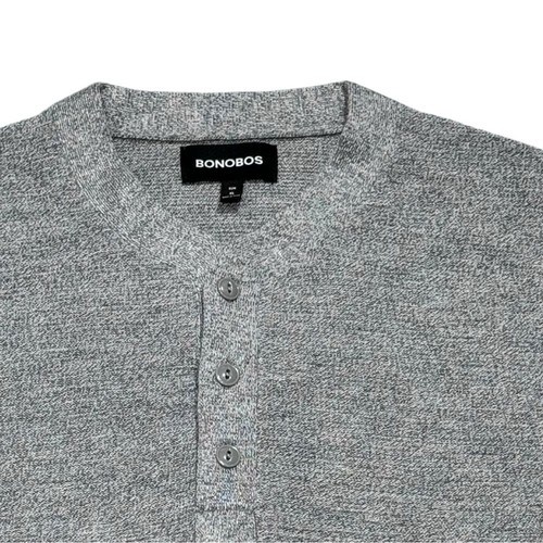 Suéter Bonobos Para Hombres Henley 1/4 Botón Marino Lana Tejido Delgado XL Gris - Imagen 3 de 9