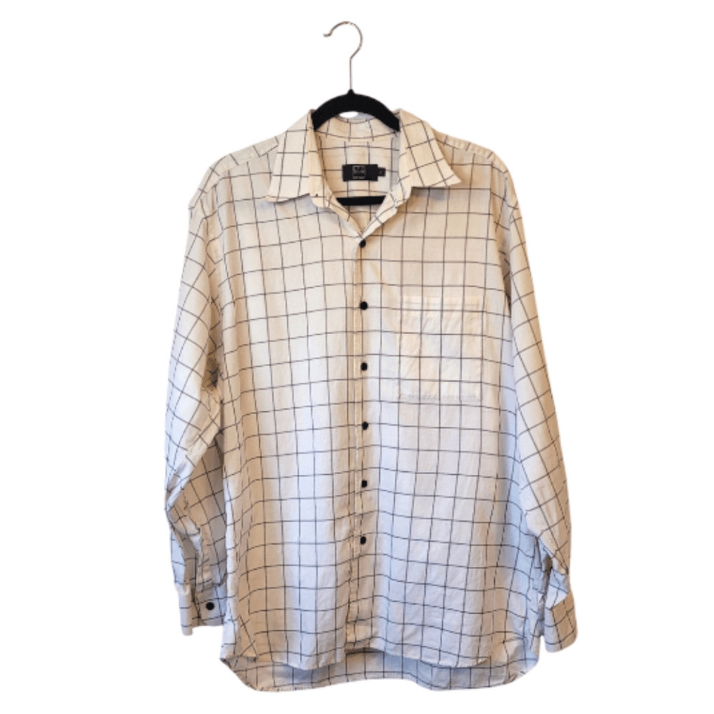 Ike Behar White Basic Plaid Button Down Shirt - image 1