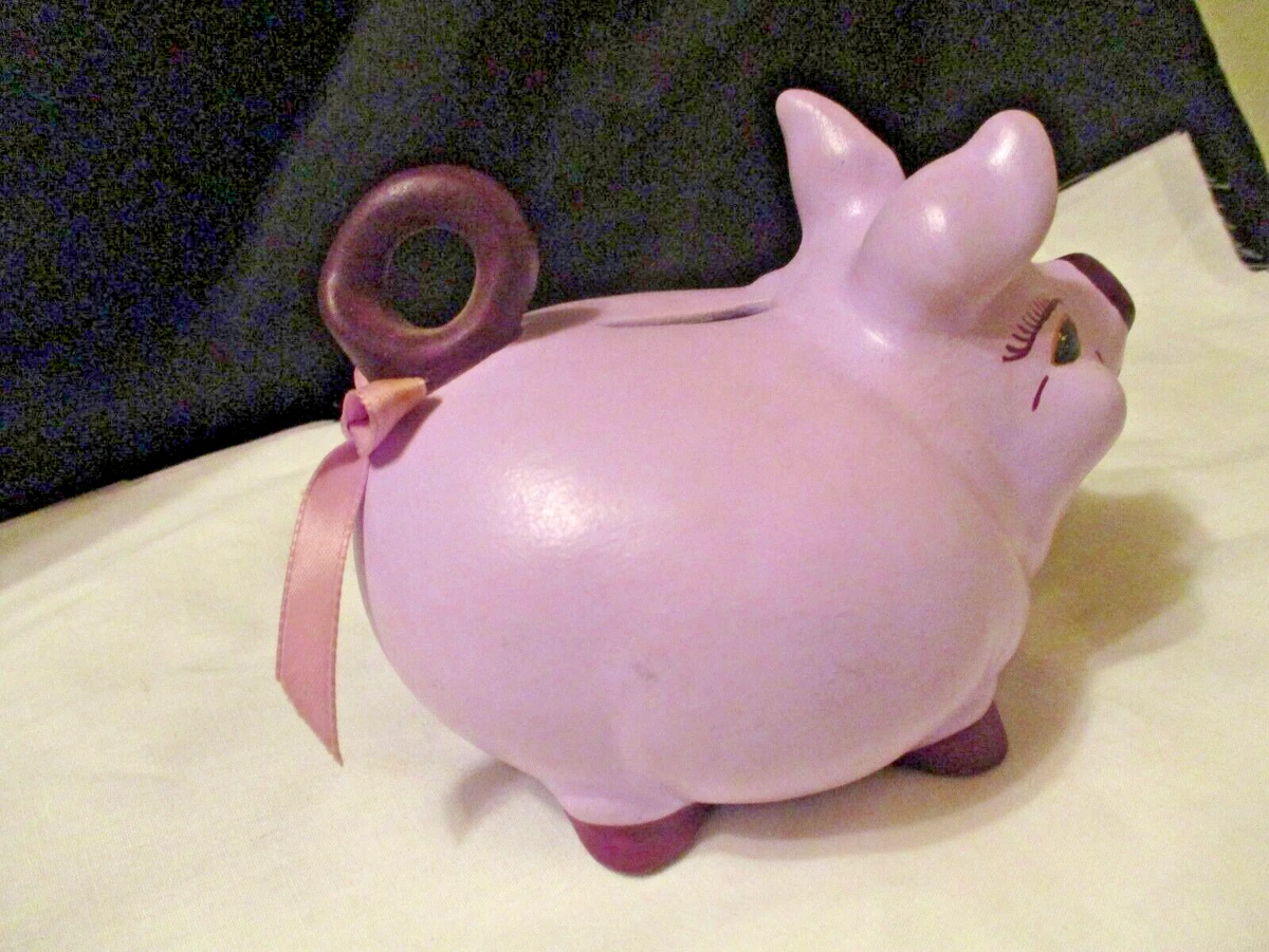 Ceramic Purple Piggy Bank