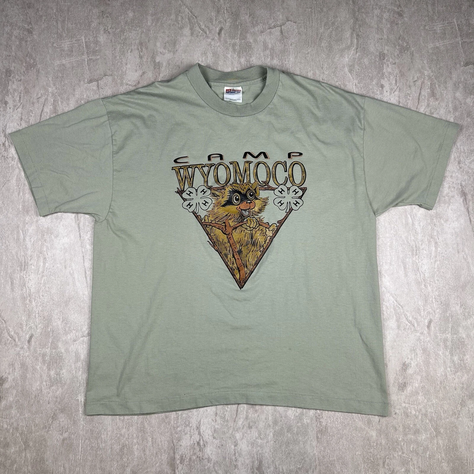 Vintage 90s Camp Wyomoco Upstate NY Green T-Shirt Children’s Camp Men’s Size XL