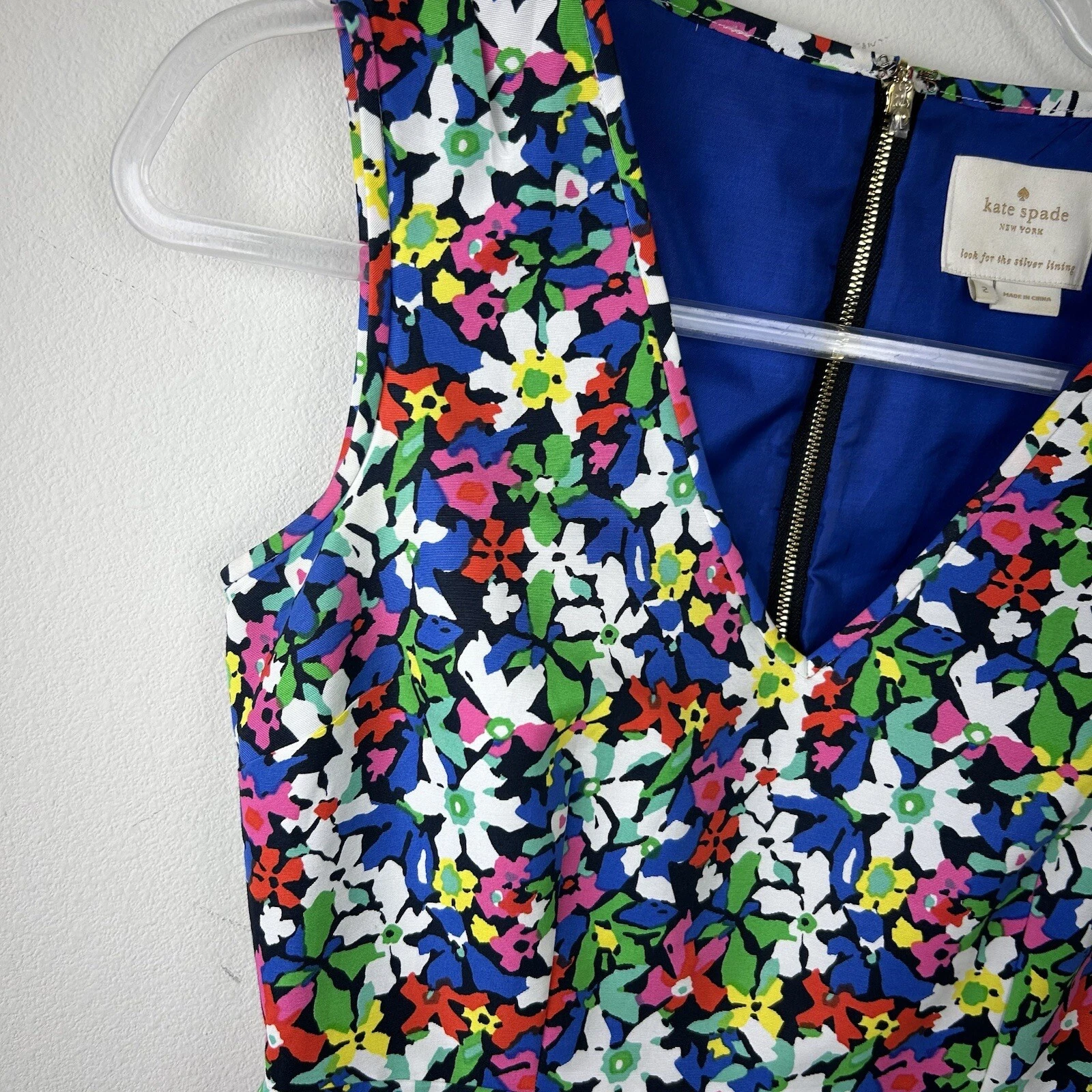 Abito in guaina floreale Kate Spade Mira in piena fioritura multicolore blu brillante seta 2