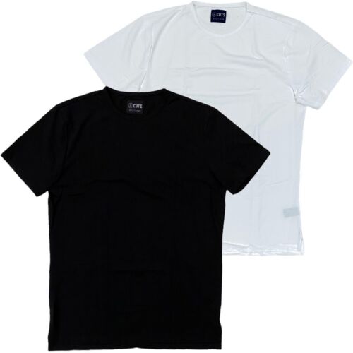 Tee-shirt extensible 4 voies vêtements pour hommes à ourlet fendu cou crew signature coupe vêtements - Photo 1 sur 8