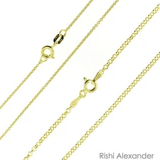 925 Sterling Silver Gold-Plated Rolo Link Chain Vermeil Stamped 925
