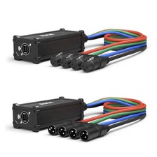 LyxPro Pair of LyxPro Audio Snake 4 Channel XLR 3 Pin Multi Network Breakout for