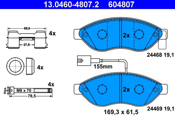 Kit de plaquettes de frein, frein à disque ATE 13.0460-4807.2 - Image 2