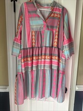 women's dress medium Dress Geometric print boutique NWOT Boho Peasant babydoll
