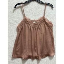 Blu Pepper Rose Pink Lace Trim Cami Tank Top Women's Size Medium