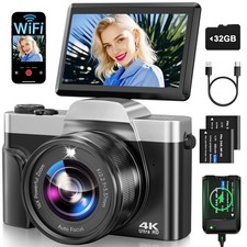 4K Digital Camera for Photography with WiFi 64MP Auto-Focus Vlogging Camera f...