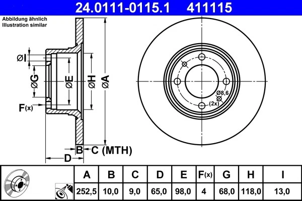 2x BRAKE DISC 24.0111-0115.1 FOR LADA BA3 2106 1.6L B032123 1.7L 21083 1.5L 4cyl - Image 2 of 4
