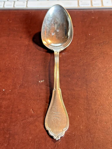 Sterling Silver Serving Spoon Marked, 2.5oz, 8', Monogrammed, Antique