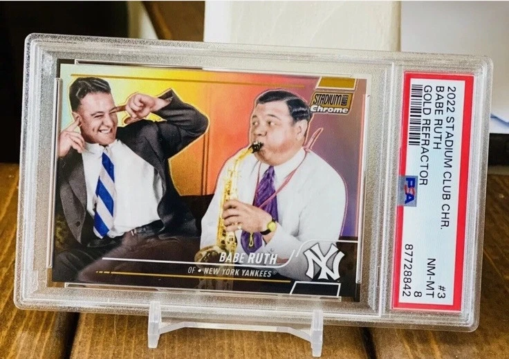 Babe Ruth Gold Refractor /50 2023 Stadium Club Chrome PSA 8 POP 1 - Image 3 of 3