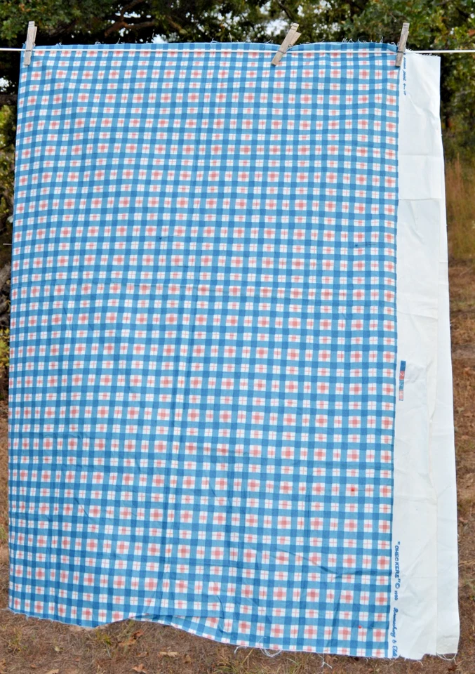 7/8ths yarda azul tattersall cuadros 48" ancho más cola pequeña Foto 2 de 2