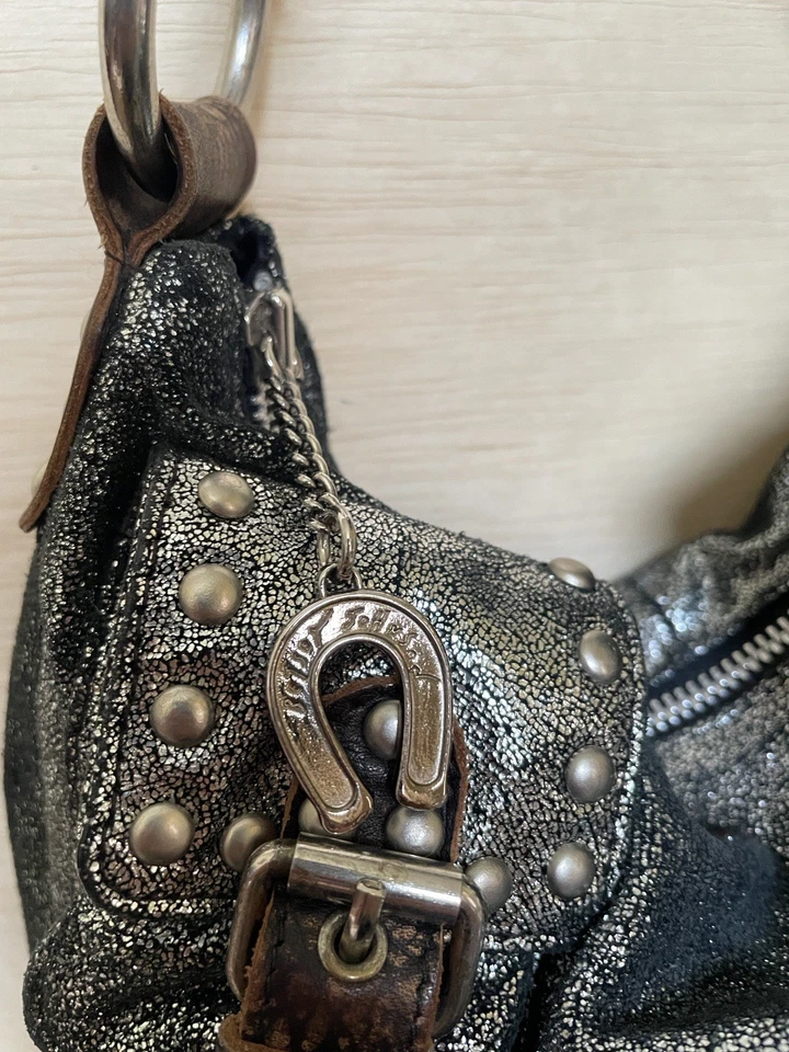 Bolso de Hombro Betsy Johnson Vintage Metálico Cadena Tachonado Y2K Años 90 Foto 4 de 4