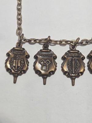 Vintage Jostens Academic Achievement Charm Necklace 9 Charms Scholarship