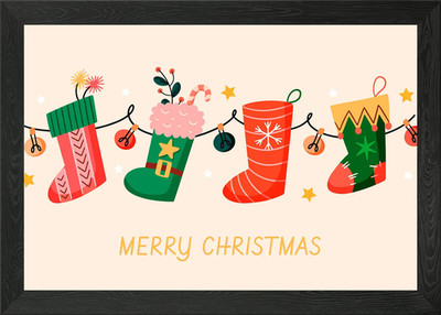 Weihnachtsstrümpfe gerahmt Wandbild Poster Leinwanddruck Bild