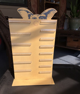 Vintage Yellowed Gremlins Countertop Store Display Stand w/ Slots