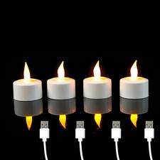 Rechargeable Flameless Candle Tea Lights USB LED Tealights Home Decorative Light
