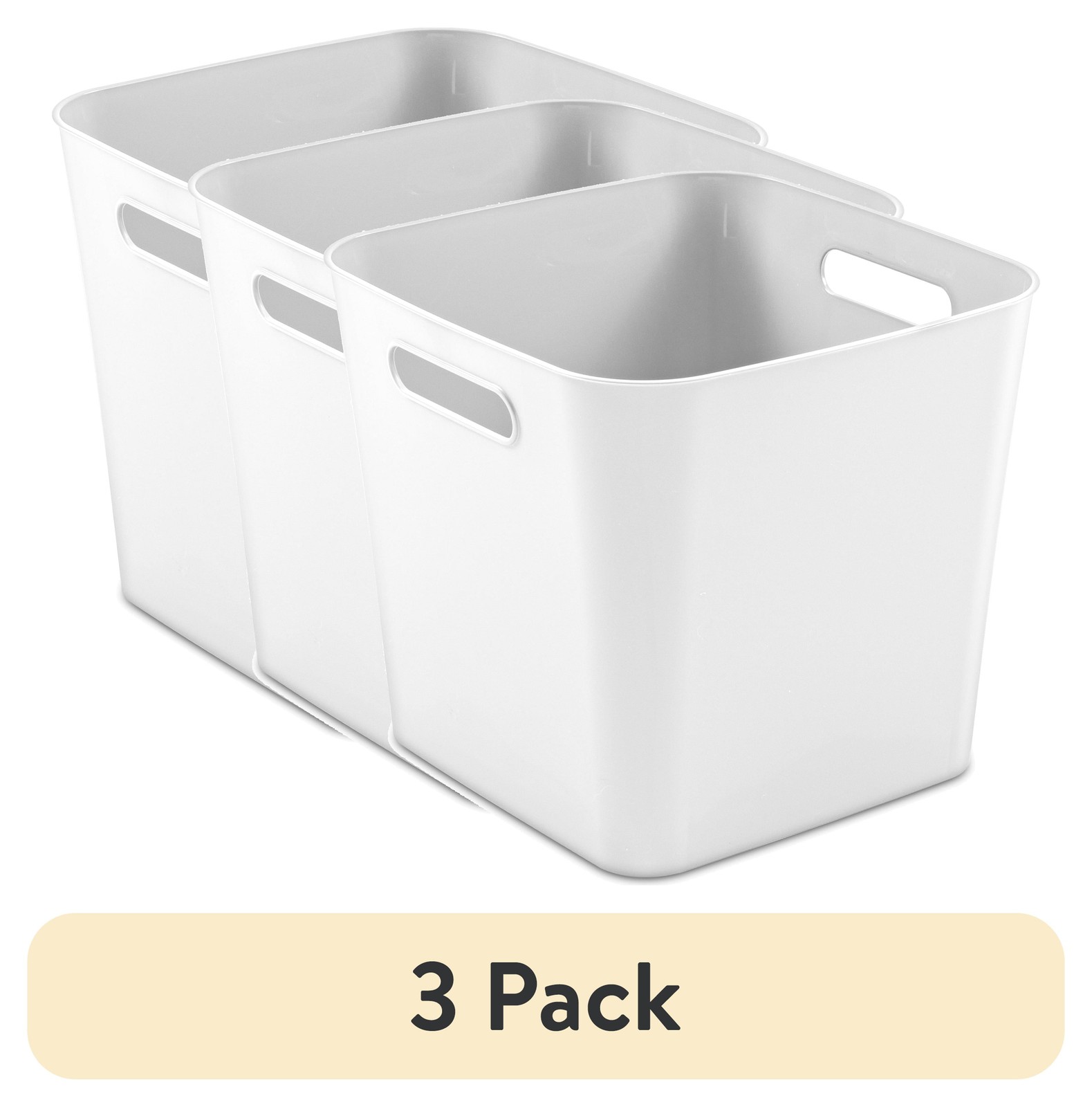 (3 pack) Mainstays Cube Plastic Storage Bin, White