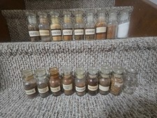 Vintage 1970's Set of 17 + Apothecary Style Glass Spice Jars & Stoppers