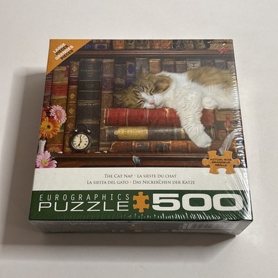 Eurographics The Cat Nap 500 Piece Jigsaw Puzzle Book Shelf, Sealed