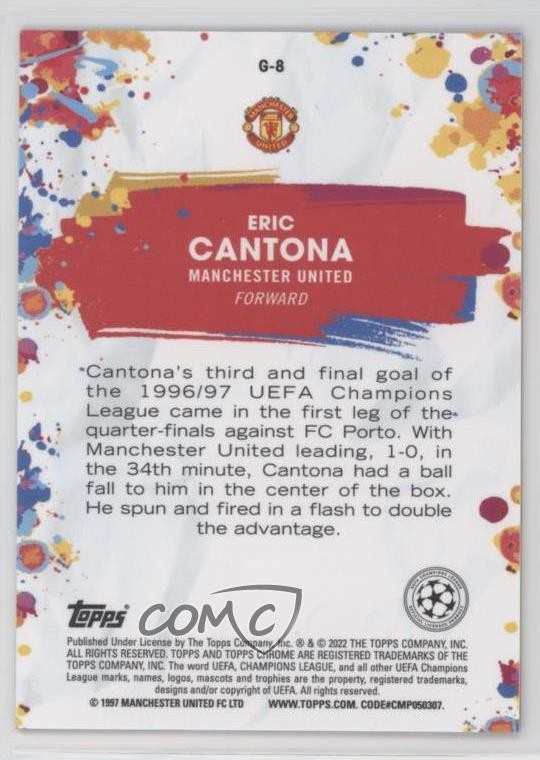 Carte à Collectionner Topps 2024 Eric Cantona Pioneer UCL Bleue 17/49, Manchester United