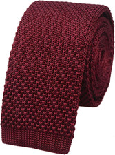 Men'S Solid Color Textured Knit Skinny Ties Smart Necktie Square-Cut Finish
