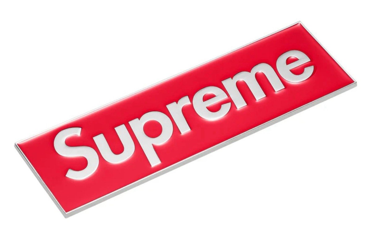 Supreme Box Logo Car Emblem Red Chrome FW25 BRAND NEW Authentic | eBay