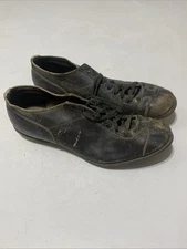 Vintage Spot Bilt Black Leather Baseball/Football Cleats Metal Spikes Shoes
