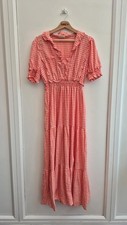 Max Studio Midi Dress Medium Red Gingham Frill Summer Prairie