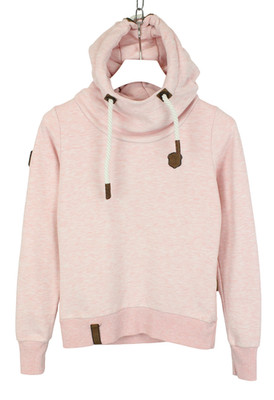 NAKETANO Hoodie Women XS Pink Melange Pullover Hooded Logo Casual Streetwear