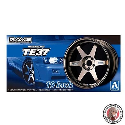 Aoshima Tuned Parts No.57 Volk Racing TE37 19 Inch 1/24 Wheel Tire Set New