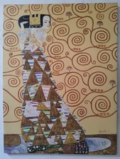 Gustav Klimt The Attesa 120x90 CM Hand Painted Oil Painting Tela With Frame