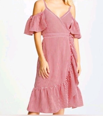 Club Monaco Daphins Wrap Dress Red/White 6