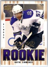 2008-09 MVP Gold Script Wayne Simmonds Rookie Card #'d/100. rookie card picture