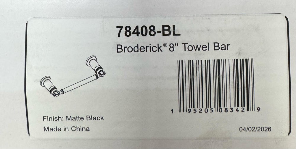 Delta 78408-BL Broderick 8" Towel Bar, Matte Black