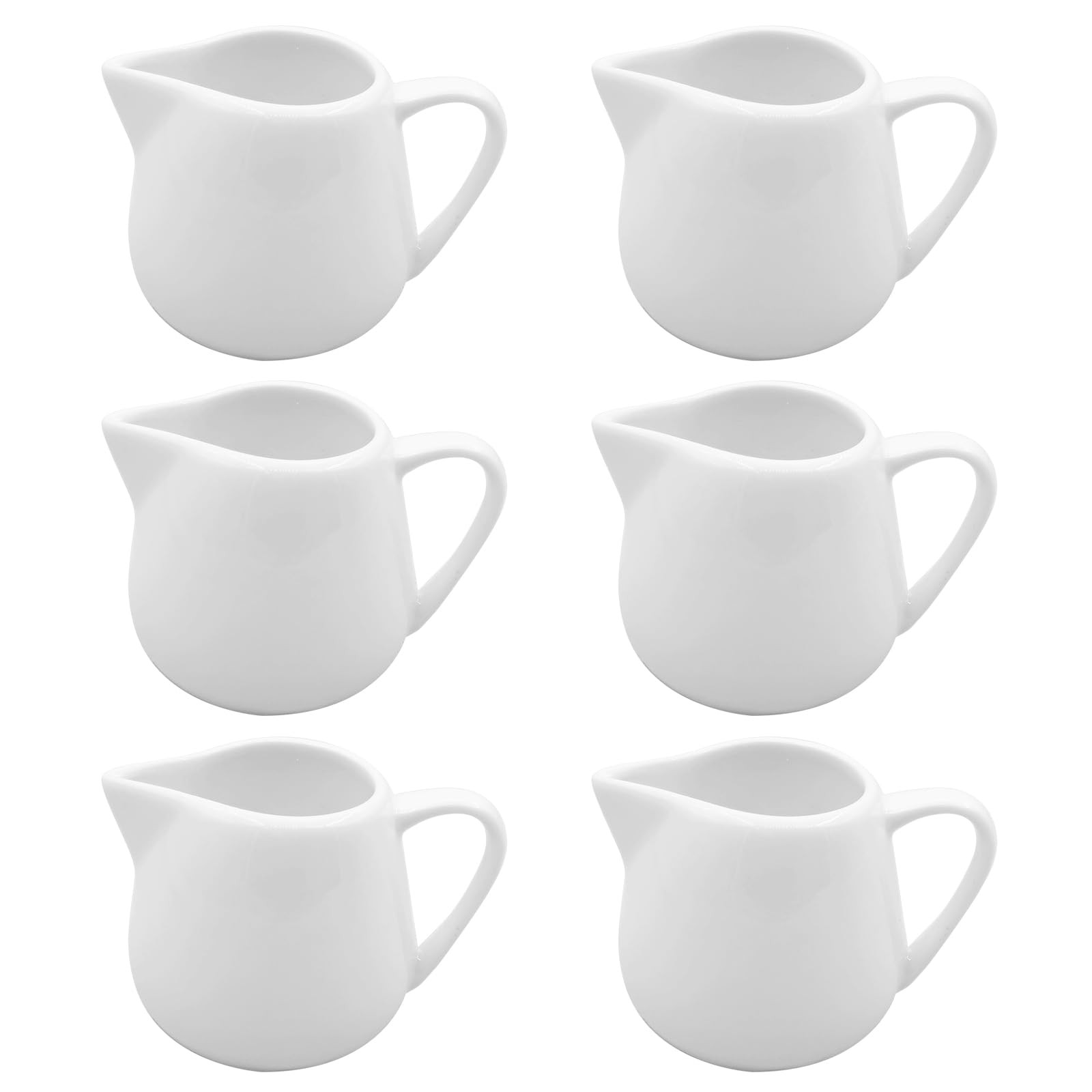 Set of 6 Elegant 4.4oz Ceramic Milk Frothing Pitchers for Coffee and Tea