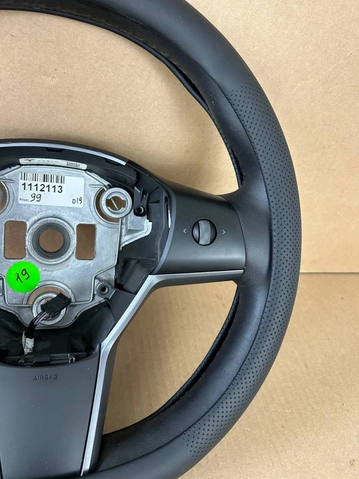 2017-2023 Tesla Model 3 Y Steering Wheel Leather Black OEM 1490214-00-B - Image 4 of 4