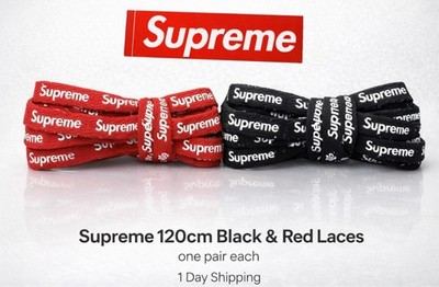 Supreme Laces Black & Red 120cm Set of 2 Pairs for AF1 Jordan Dunks
