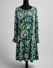 Old Navy Green Floral Fit & Flare Dress Women's Size 14 Long Sleeve Knee Length